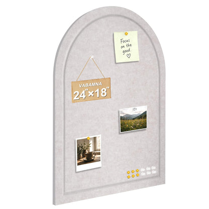 Arched Felt Bulletin Board, Sized 24" x 18" Cork Board Alternative Grooved Edge Foldable for Office & Wall, Customizable Adhesive Tile with Pin Hook for Photo Display School Home Office, Oatmeal