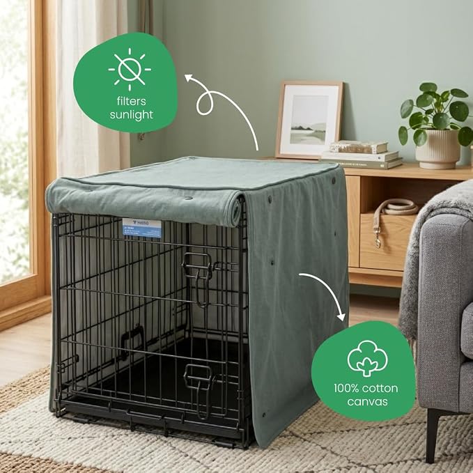 Molly Mutt Quiet Light Dog Crate Cover, GOTS-Certified 100% Organic Cotton Canvas Cover for Dog or Puppy Kennel and Cage, Washable, Free of Harmful Chemicals, X-Large, Fits 42"x28"x31" Crate