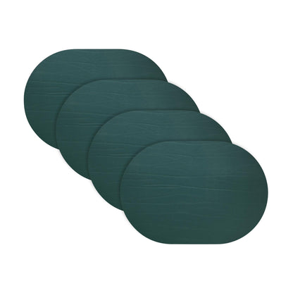 Fortessa Strata Leather Placemat, 13.3 x 16.5 Oval Placemat (Set of 4), Forest