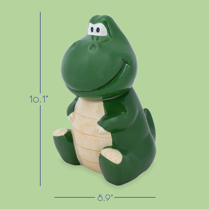 100 North Dolomite Ceramic 10.1 x 8.9 Everyday Cookie & Candy Jar with Airtight Lid: Perfect for Kitchen Canisters, Pet Treat Containers & Decorative Storage, Tyrannosaurus Rex Dinosaur