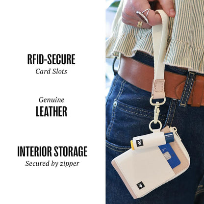 Thread Wallets RFID Blocking Leather Zip Wallet with Card Holder for Men and Women (Off White)