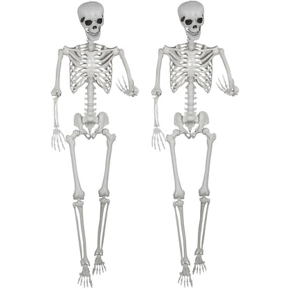 5.9ft Halloween Life Size Skeleton Realistic Full Body Skeletons Plastic Human Bones with Movable Joints for Halloween Props Spooky Party Decoration (2, 5.9ft)