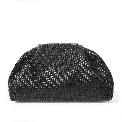 Aritenation Woven Clutch Purses for Women Evening Bag Elegant Ruched Dumpling Clutch PU Leather for Party Wedding