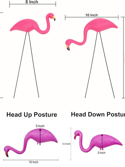 GiftExpress 12 Pack Pink Flamingos Yard Decorations - Small 14" Tall Plastic Flamingo Statue w/Metal Stakes - Lawn Ornaments & Garden Decor for Outdoor Parties