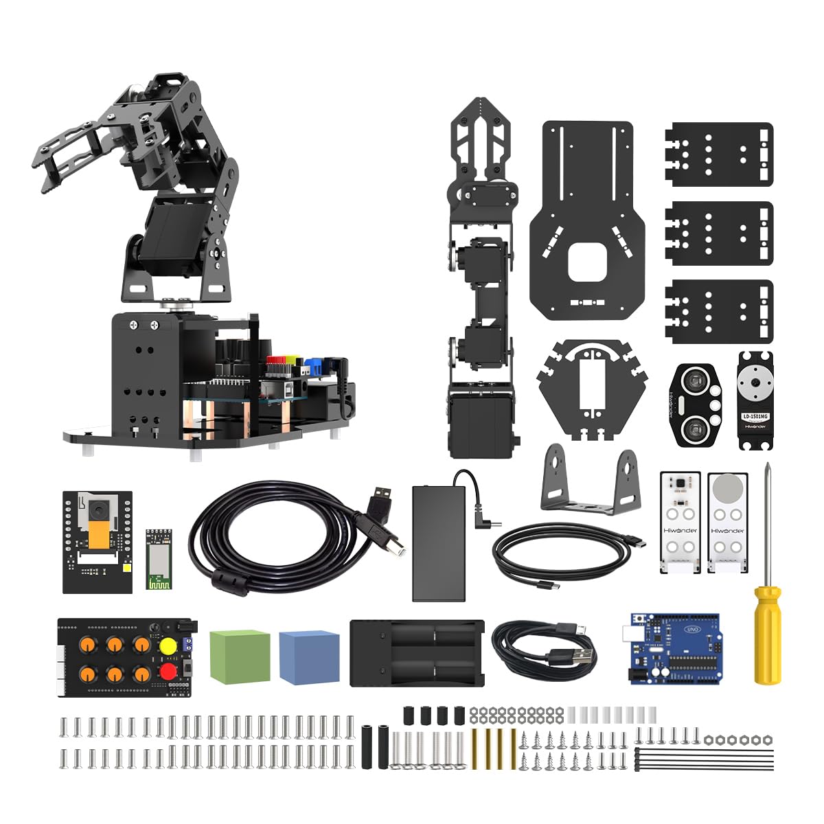 Robotic Arm with Arduino 5DOF/Axis AI Smart Robot Arm Open Source STEM Educational Building Robotics & Engineering Kits, Science/Coding/Programming Set, miniArm Standard Kit