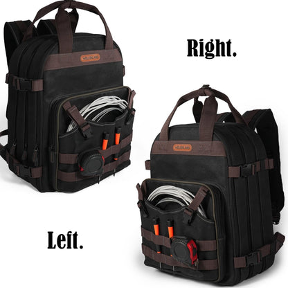 WELKINLAND 90-Pockets Electrician Backpack, Wax-Canvas Tool Backpacks Heavy Duty, Convenient Work Tool Back pack With Pockets