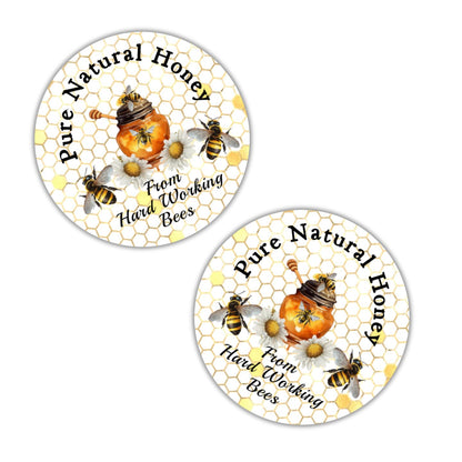 40 Honey jar Labels, Stickers, Tags, Bees raw Natural