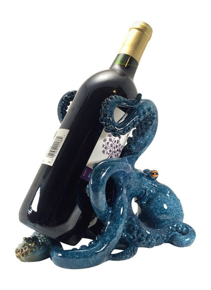 Blue Octopus Wine Bottle Holder 7.5 Tall