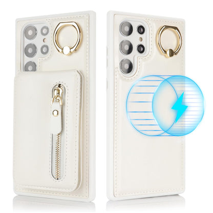 DEYHU for Samsung Galaxy S22 Ultra Phone case with Card Holder with Compatible magsafe Magnetic, Key Chain PU Leather Flip Kickstand Detachable 2-in-1 Wallet case Women Men-White