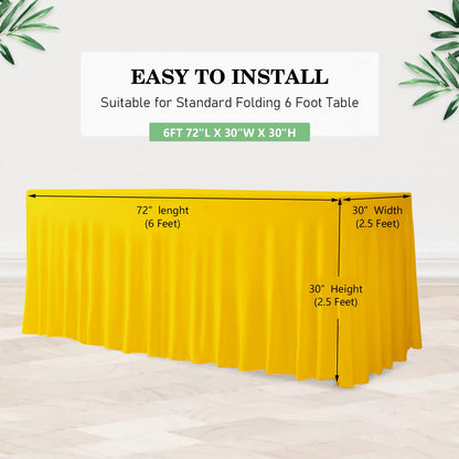 Jieqier Yellow Spandex Table Cover 6FT, Stretch Table Cloths with Skirts for Rectangle Tables, Wrinkle Resistant Stretchable Tablecloth for Baby Shower, Weddings, Parties, Vendors