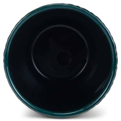 Napco Geometric Triangle 4.75 x 5.5 Inch Teal Green Ceramic Flower Pot Planter with Saucer