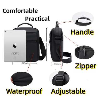 Yowenthra Small Messenger Bag for Men Women,Anti Theft Crossbody Shoulder Bag for Men Adjustable Strap Water Resistant (Black)
