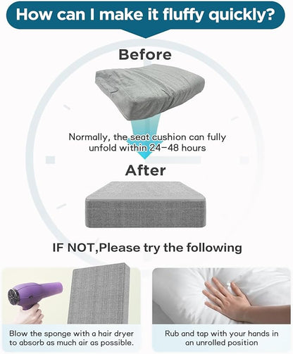 Recliner Cushion for Elderly 20x20in,Memory Foam Seat Cushion Soft and Comfy for Long Sitting on Recliner Chair,Couch,Armchair,or As Floor Pillow,Large Chair Pad (Medium Soft Grey, 3 in thickness)