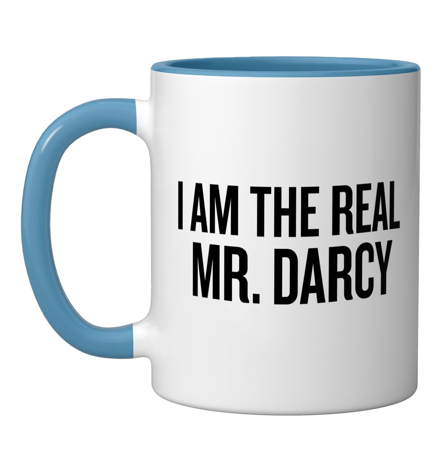 I Am The Real Mr Darcy T-shirt Halloween Christmas Funny Coo Ceramic Mug, Blue/White