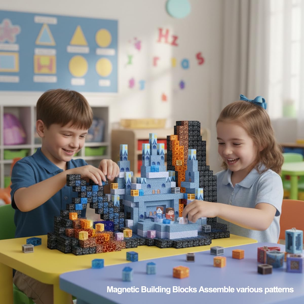 shoplease Magnetic Building Cubes for Kids, 200 Pieces, Building Blocks Set, Ages 3+, STEM Educational Toy Set