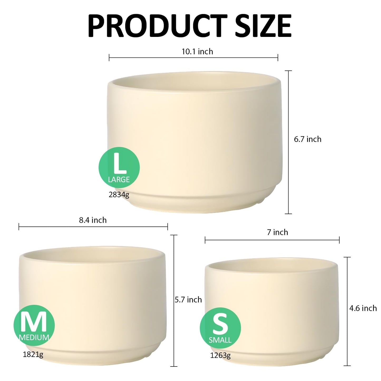 OXART Ceramic Pots for Plants, 10+8.4+7 inch Plant Pots Set of 3, Planters for Indoor Plants with Drainage, Modern Home Garden Flower Pots for Succulent, Pothos, Snake Plant and Money Tree, Yellow