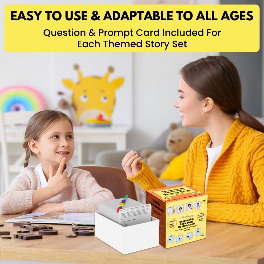 Sequencing Basic Daily Routine Conversation Cards | Learning Material for Social Skills & Emotional Intelligence | Speech Therapy Resources | ESL, Articulation, Storytelling, Sequencing Card Game
