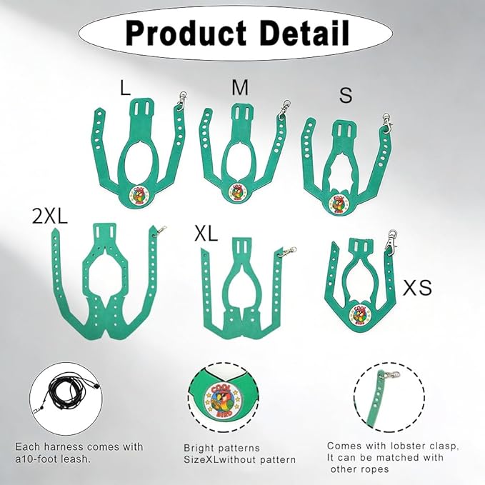 Adjustable Bird Harness & Leash Set for Small Birds,FitsBudgie,Parakeets, Conures, Cockatiels,Green Cheek,Quaker Parrots(Green, M) Z6350-8