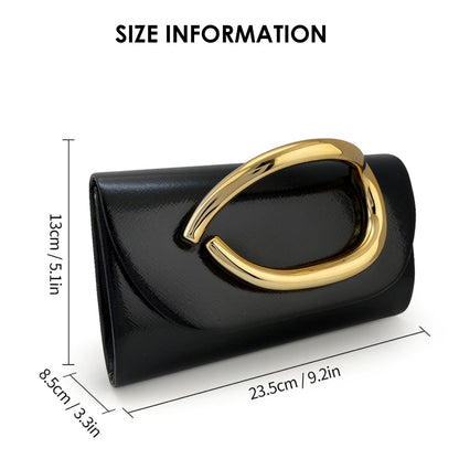 MYHOZEE Clutch Purses for Women Formal Black Clutch Vegan Leather Evening Bag Elegant Wedding Clutch Detachable Chain Handbag Trendy Gold Handle Purses