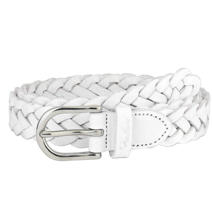 Falari Women's Leather Braided Belt 6007 - White-S