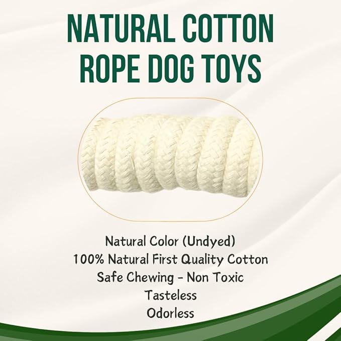 Cotton Rope Dog Toy with Coffee Wood Handles – Natural Chew & Tug Toy for Dogs – Durable, Eco-Friendly & Safe for All Breeds