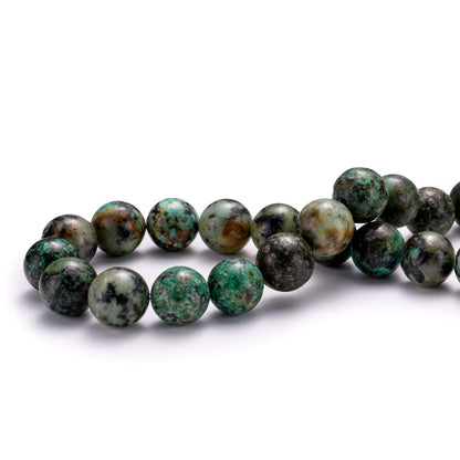 BEADIA Natural African Turquoise Stone Round Loose Semi Gemstone Beads for Jewelry Making 10MM 38PCS