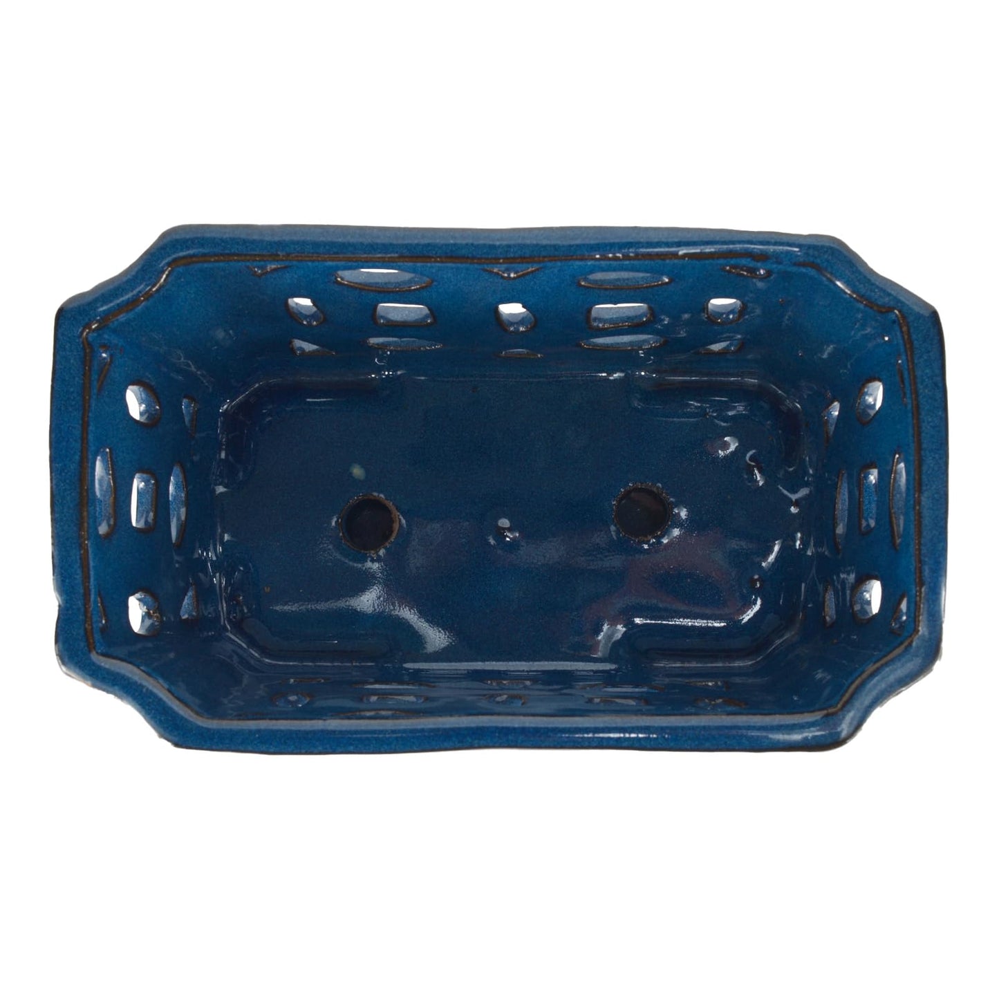W&W Orchid Pot with Holes and Saucer for Repotting, Blue, 9.7 Inch