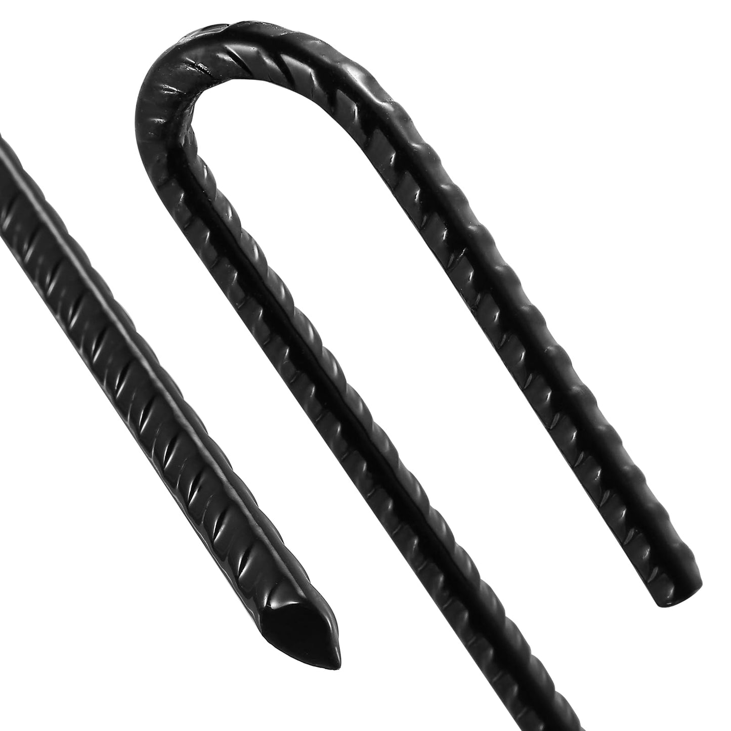 Wensilon Rebar U/J Hook Extra Heavy Duty, 12 inch x 1/4 inch Rust Proof Coated Steel Ground Anchors for Garden, Tent, Trampoline (10pcs, U-Hook)
