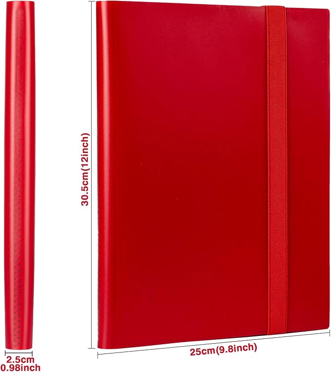 GEAoffice Card Binder, 9 Pockets Trading Card Album Folder, 360 Side Loading Pocket Binder for MTG and Other TCG, Red