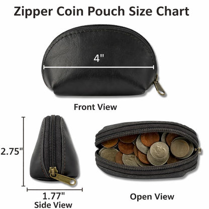 CestAntiQ, Leather Moon Pocket Coin Case, Mini Squeeze Coin Purse Pouch for Change, Black Leather Coin Holder Tray, Compact Wallet for Men & Women, Stylish & Durable, Elegant Coin Purse
