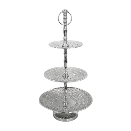 Rely+ Dessert Cupcake Stand 3-Tiered Serving Tray 20" Tall 3 Tier Fruits and Cup Cake Stand for Tea Party Birthday Holiday Gatherings Weddings Baby Showers Silver Finish Sturdy Design (Hexagonal)
