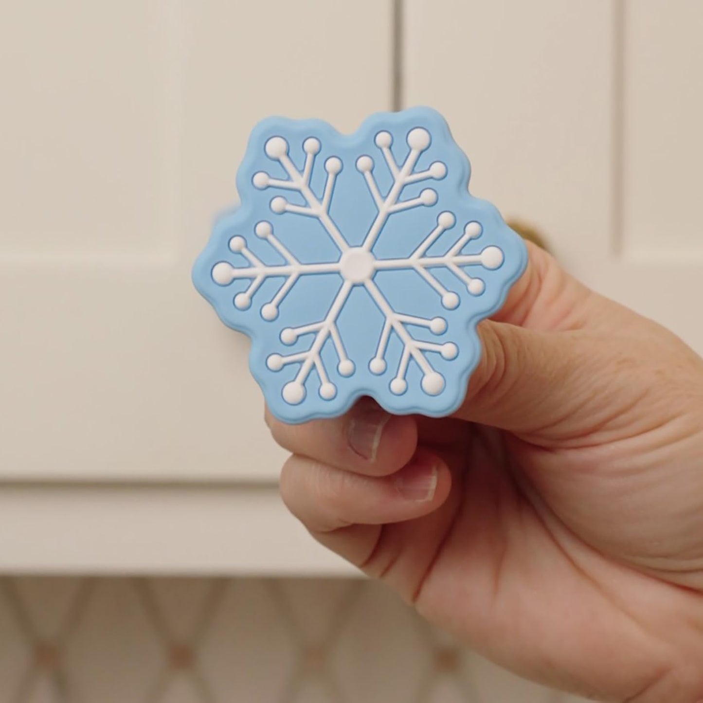 Knobēz: 12pk Snowflake Decorative Knob Covers - Blue Winter Cabinet Decor
