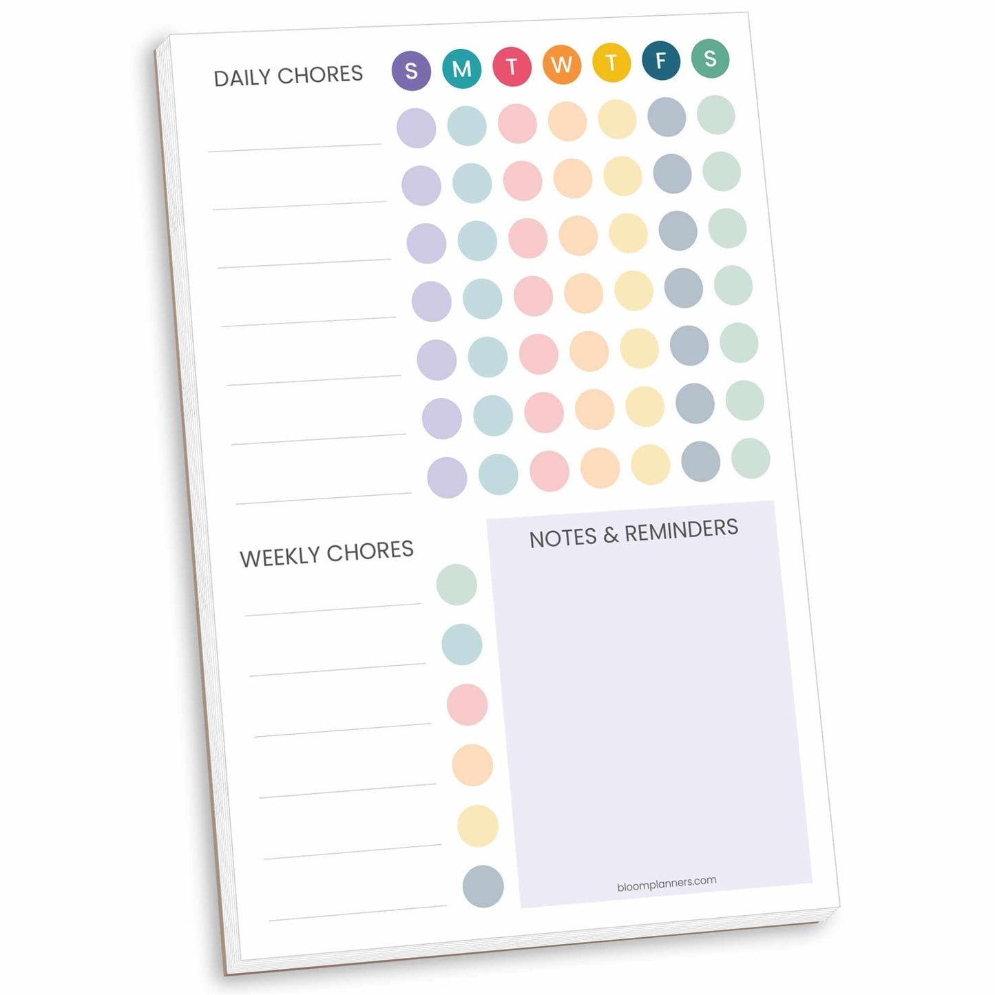 bloom daily planners Magnetic Chore Chart Planning Pad - Daily & Weekly Habit To Do Tracker for Adults, Teens, Kids - Family Organizer and Responsibility Reward System - 60 Sheets - 6” x 9”, Bright