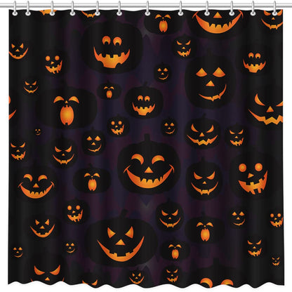 MEHOFOND Halloween Pumpkin Shower Curtain - Evil Purple Fall Bathroom Decor - Washable Durable Fabric 72x72 Inch