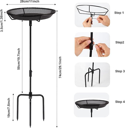 HRAYLTOP Standing Bird Feeder Bowl with 29.1 inch Iron Stand - Detachable Outdoor Decor for Garden Backyard Patio and Deck - Perfect for Attracting Birds