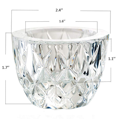 Donoucls Crystal Tealight Candle Holder Pack of 2 Party Dinner Hand-Cut 2.4'' X 1.7'' Clear