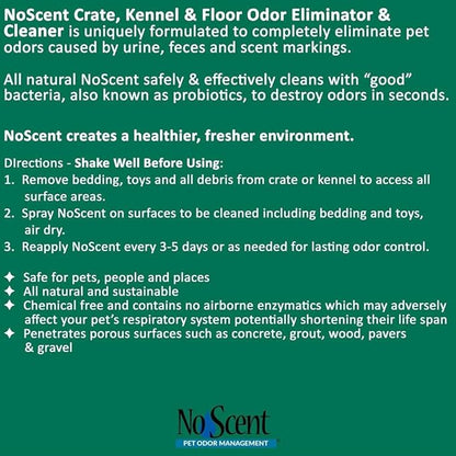 No Scent Crate Kennel & Floor Cleaner for Dog Run, Cat Carrier, Hard Surface Pet Odor & Stain Management (128 Fl Oz / 3.8 Liter) Gallon