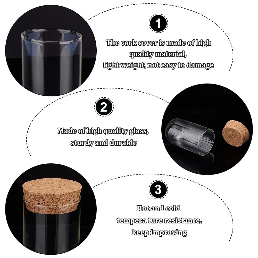 BENECREAT 10Pcs Dome Decorative Jars, 1.8x3.5inch Glass Display Dome Cloche Glass Bell Jar with Cork Base for Flower Storage, Specimens, Crafts Decorations