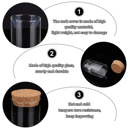 BENECREAT 10Pcs Dome Decorative Jars, 1.8x3.5inch Glass Display Dome Cloche Glass Bell Jar with Cork Base for Flower Storage, Specimens, Crafts Decorations