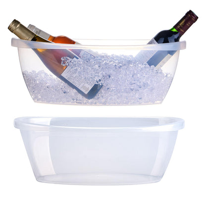 AiSmRu 2 Pack Large Ice Buckets for Parties, 5L Oval Plastic Champagne Wine Cooler Beer Chiller Bucket Beverage Tub for Mimosa Bruch Cocktail Bar Supplies Indoor Outdoor Wedding Party