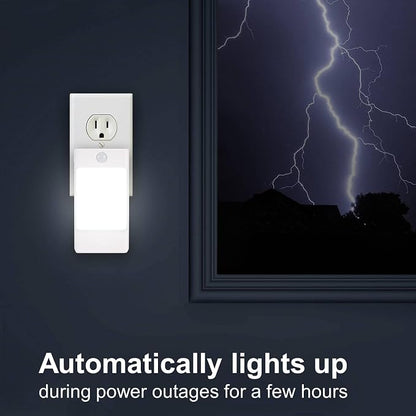 4-in-1 LED Night Light Emergency Backup Light, Motion Sensor, Dusk-to-Dawn Sensor, Rechargeable Battery Operated 5000K Daylight White, LED Flash Light for Home, Power Failure, Hurricane