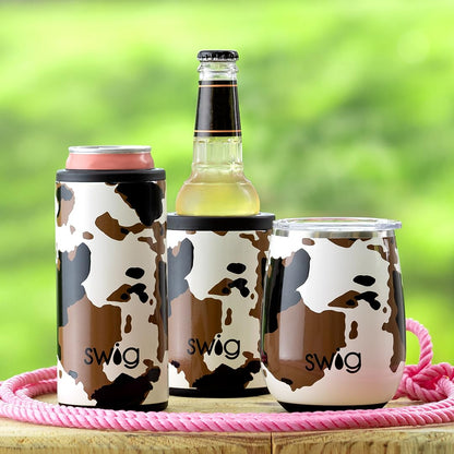 Swig Life Skinny Can Cooler, 12oz Insulated Slim Can Holder, Stainless Steel Cooler, Covers for Tall Beer Bottles, Beach Accessories for Women (Hayride)