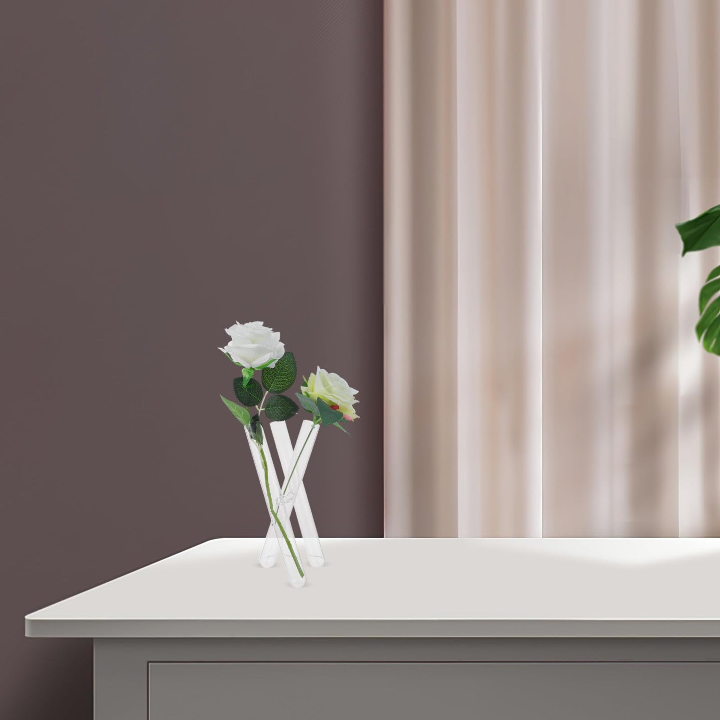 ibasenice Clear Glass Tube Vase: Single Stem Plant Holder - Propagation Tubes for Desk Decor - Transparent Terrarium Planter - Small Hydroponic Vase for Office
