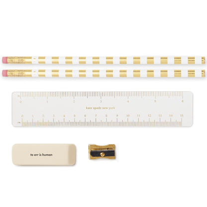 kate spade new york Pen and Pencil Case with Office Supplies, Zip Pouch Includes 2 Pencils, Sharpener, Eraser, and Ruler, Paint by Numbers