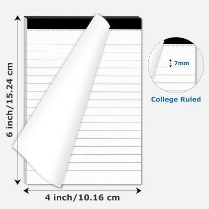20 Pcs Perforated Note Pads College Ruled - 4" x 6" Inch Writing Notepad for Daily Planning - Perforated Small Notepads with 30 Sheets per Pad - Ruled Papers