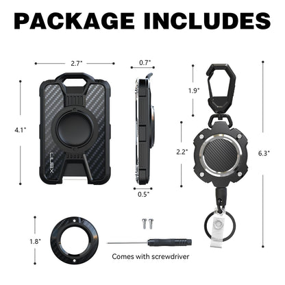 LIUGX Badge Holder for Airtag, with Retractable Keychain, Heavy Duty for Airtag Holder/Case, ID Card Holder (Holds 6 Cards), with 31.5” Badge Reel Key Chain, 10,000+ Rebound, 8oz