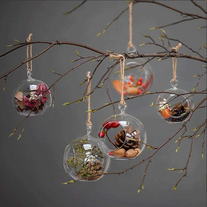 Ecosides 12 Pcs Hanging Glass Orbs Hanging Glass Globe Terrariums Without 2 Side Hole for Candle Holder, TeaLight Holder Candlestick for Wedding Decor