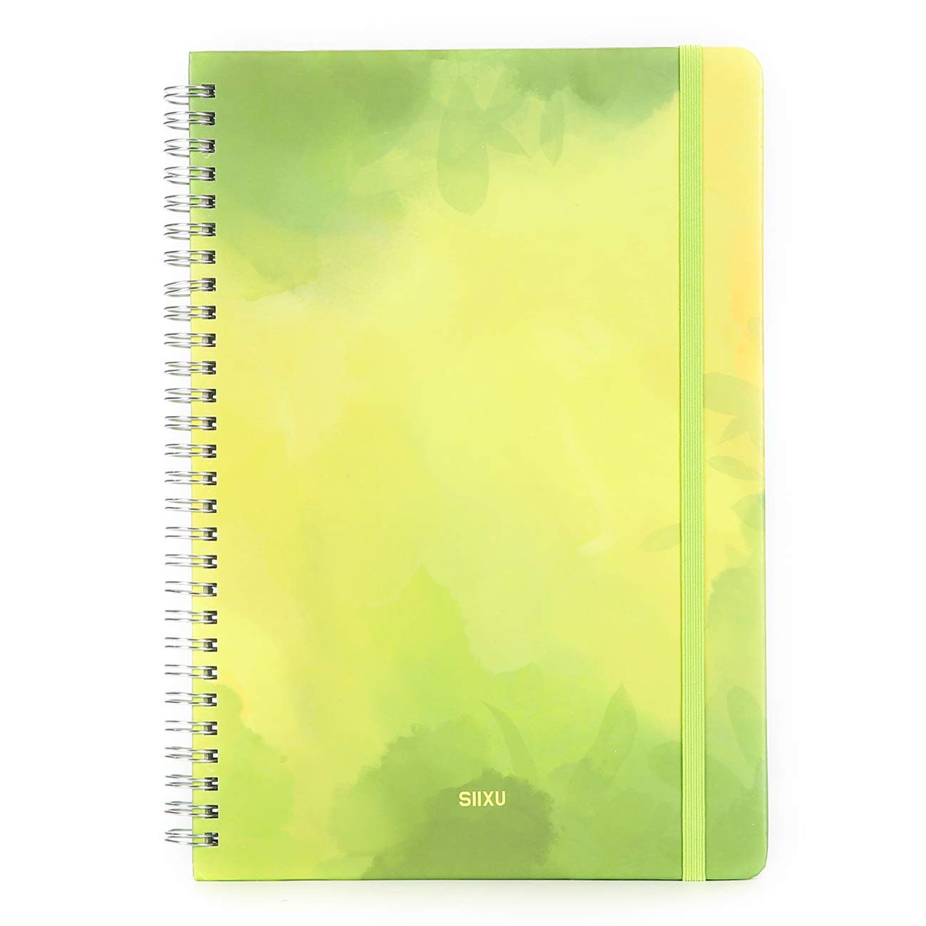SIIXU Spiral Journals for Writing, Color Illustration Notebook With an Elastic Band, Hardcover, 128 Pages, B5, 6.8”x9.8”, Spring
