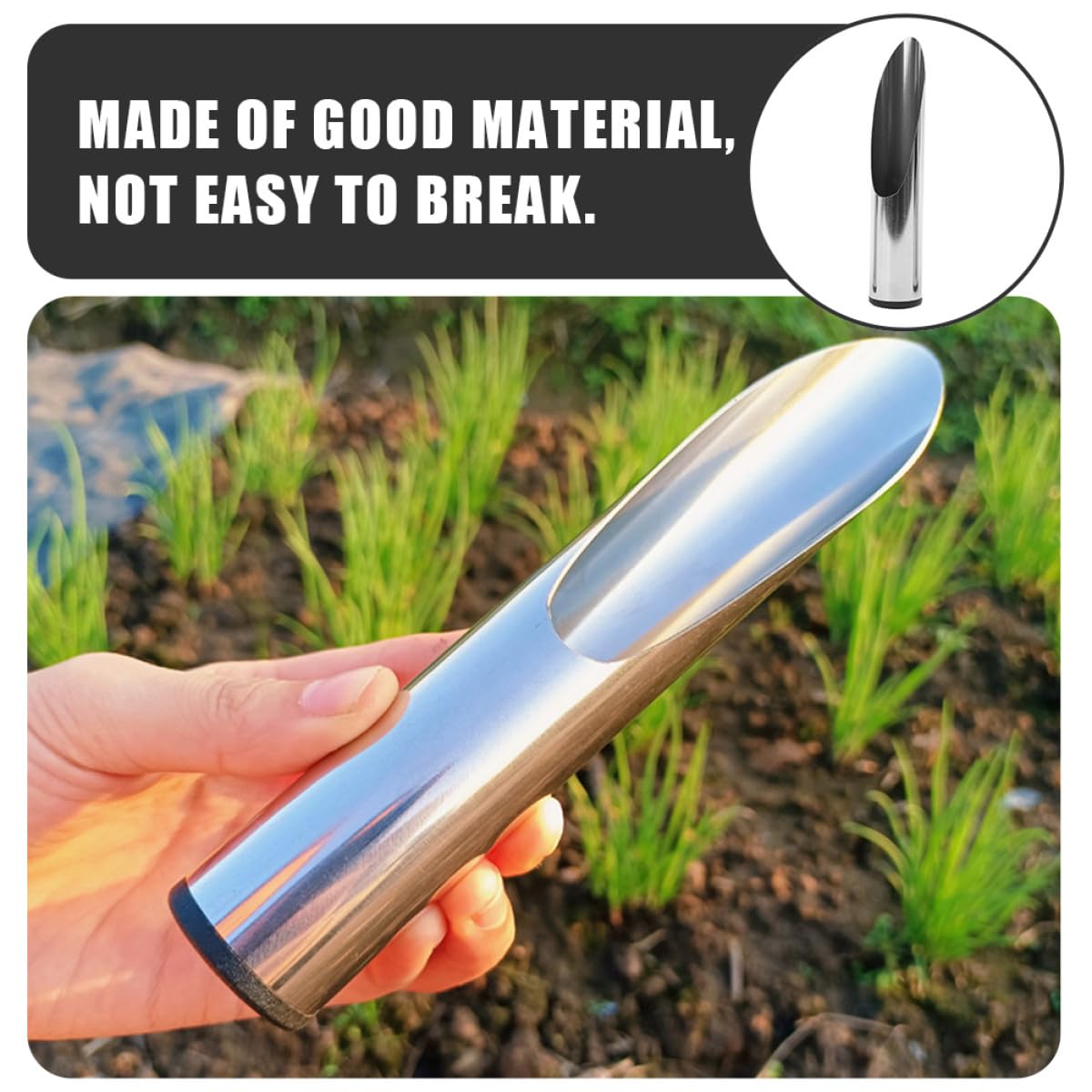 OFFSCH Stainless Steel Bonsai Soil Scoop and Gardening Trowel for Potting and Cultivation, Medium Size Hand Tool for Home Planting and Soil Digging