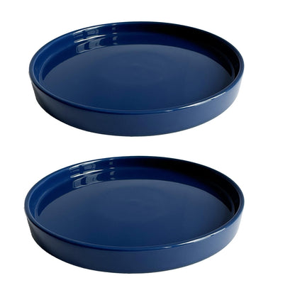 2 Pack Ceramic Plant Saucer Pot Tray 6 Inch, Planter Saucers 4 5 6 7 8 9 10 11 12 13 Inch for Indoors Outdoor, Durable Sturdy Flower Drainage drip Water Tray for Glazed Pots Base (6.4 Inch-Blue)